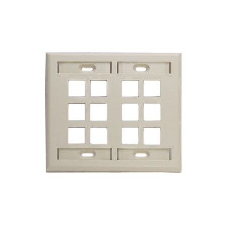 Leviton Electrical Flush Mount Box, 12-Port Unload, 2-Gang W/Des Wndw Quickport 42080-12I